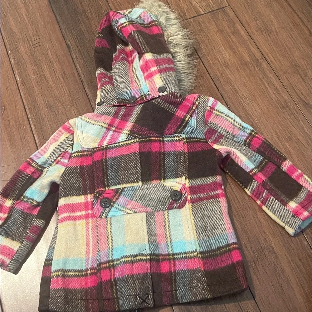 Urban Republic Girls' Plaid Jacket with Faux Fur